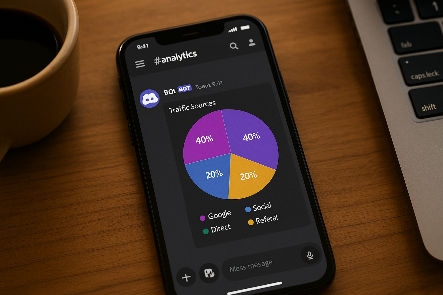 Discord showing analytics chart from Claw bot